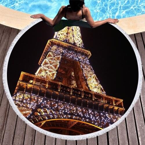 Arc de Triomphe Paris Eiffel Tower Towel 3D Digital Printed Large 150cm Round Beach Towels Mat Yoga Mats T613