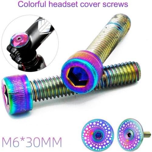 2Pcs M6x30mm Bicycle Stem Cover Screw Bike Stem Hex Tapered Bolts Headset Top Cover Screws for MTB Road Bike Parts