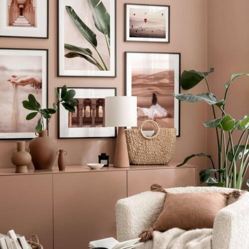 Hot Air Balloon Desert Girl Banana Leaf Palace Exotic Posters And Prints Wall Art Canvas Painting Wall Pictures For Living Room
