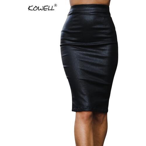New Style 2019 High Waist Back Split PU Skirt Women Fashion Zipper Plus Velvet Casual Skirts Womens Black Leather Pencil Skirt