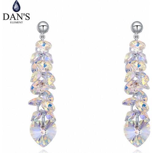 Dans Element 5 Colors Real Austrian Crystals New Fashion Flower Dangle earrings for women New 111699CrystalAB