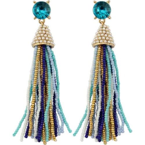 Colorful Seed Beaded Long Tassel Earrings for Women ZWPON Trendy Glass Crystal Jewelry Wholesale