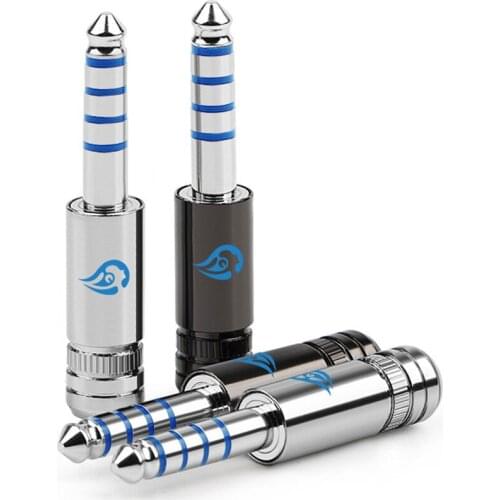 1pc Jack Balance Plug Audio 5 Pole Male Aurora Rhodium Plated Beryllium Copper Earphone Connector Solder Adapter Headset Cable