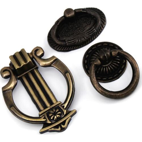 1x Vintage Bronze kitchen Cupboard closet door handles cabinet knob / zinc alloy drawer pull ring hardware