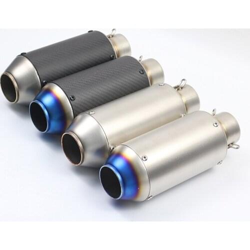 235mm Universal Motorcycle Short Exhaust Tips Muffler Pipe 51mm Stainless Steel Carbon Fiber