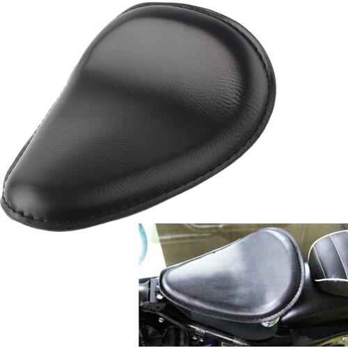 3" Motorcycle PU Leather Solo Driver Seat For Harley Honda Yamaha Kawasaki Suzuki Sportster Bobber Chopper Black