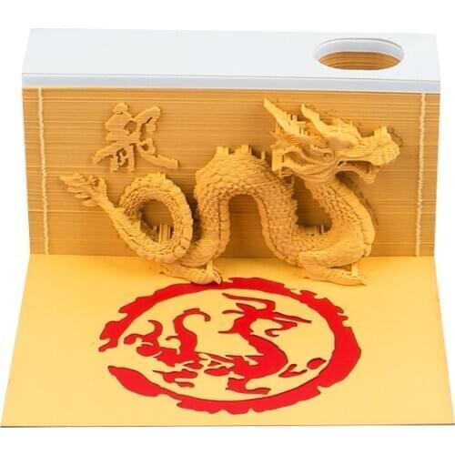 Hot Sale Creative Gifts Laser Carving 3D Design Souvenir Memo Pad Chinese Dragon Style Notepad