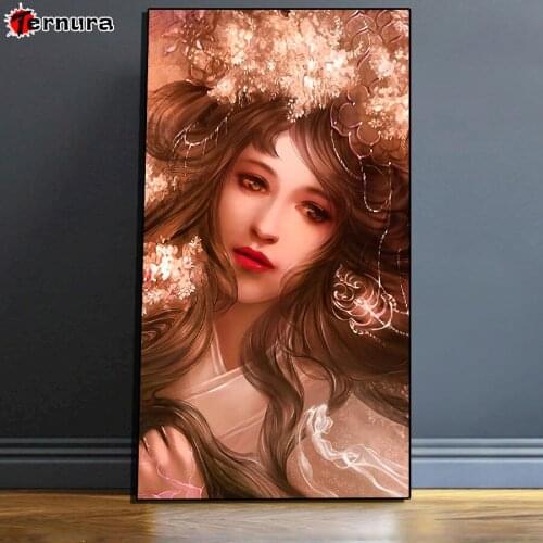 5D diamond mosaic Art fantasy girl hair flowers face smoke Home Decor diamond Painting Cross Stitch embroidery rhinestone large