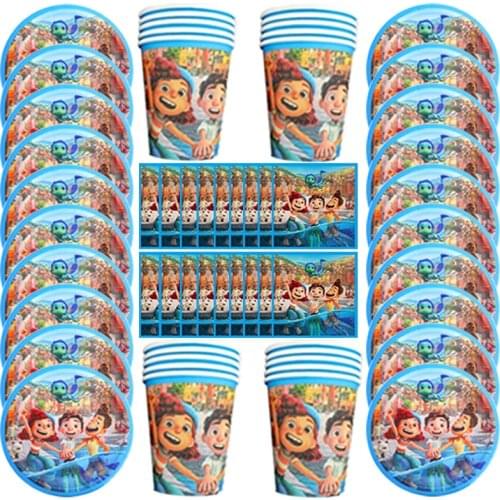 60pcs Disney Pixar Luca Birthday Supplies Disposable Tableware Set Cup Plate Napkins Decorations For Kids Happy Birthday Gifts