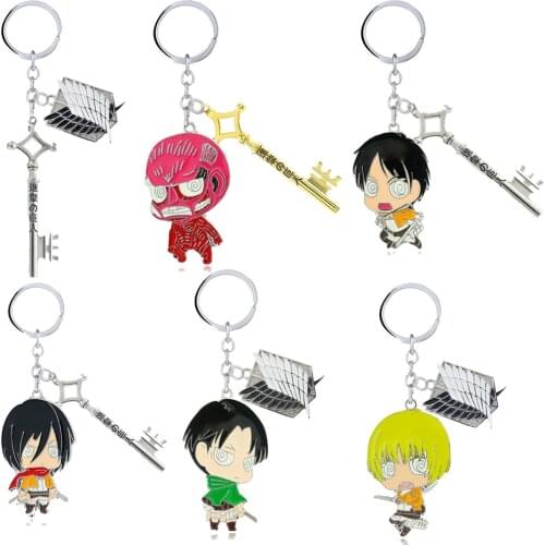 Attack on Titan Key Chain Keyrings Anime Eren Levi Key Holder Pendant Metal Keychains Charm Men Jewelry