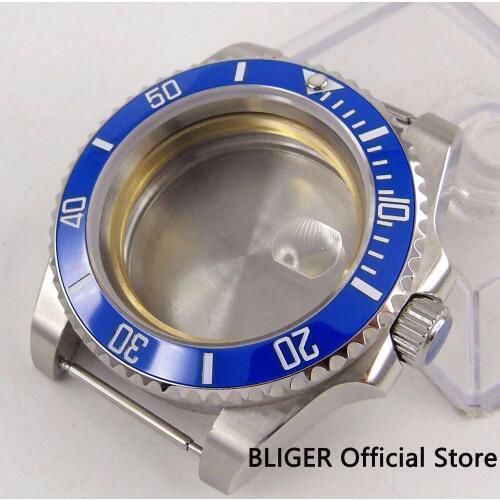 40mm 316L Stainless Steel Watch Case Sapphire Glass Blue Ceramic Bezel Fit Miyota 8215 ETA 2836 Movement SUB Mens Watch