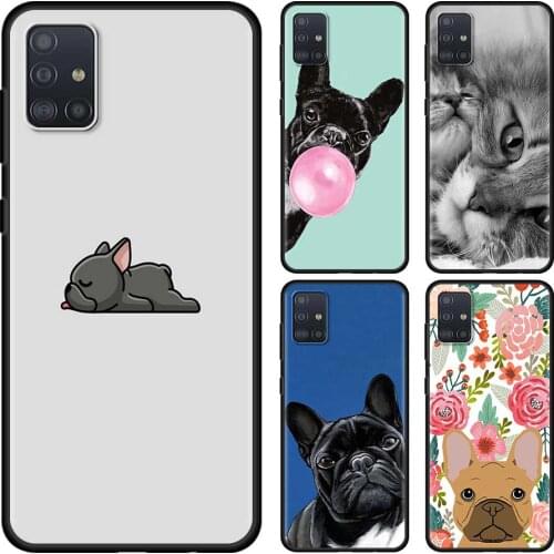 French Bulldog with flower Phone Case for Samsung Galaxy A51 A71 A21s A12 A31 A41 A32 A02s A11 A72 A52 A42 5G A01 A91 Cover