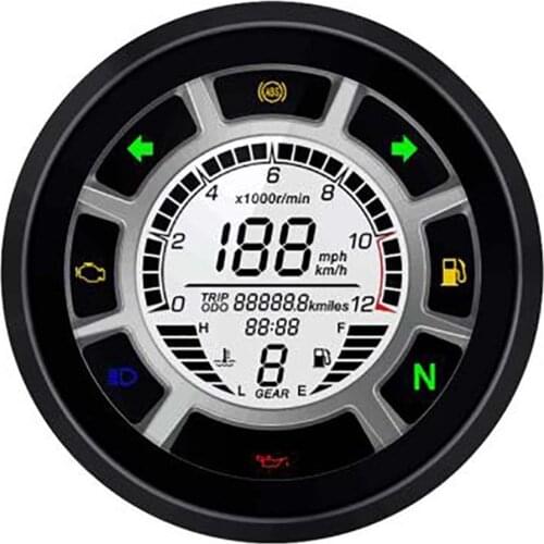 TKOSM Free Shipping 12000RPM 199km/h LCD Digital 95mm Odometer Speedometer Tachometer Gauge for Universal Motorcycle