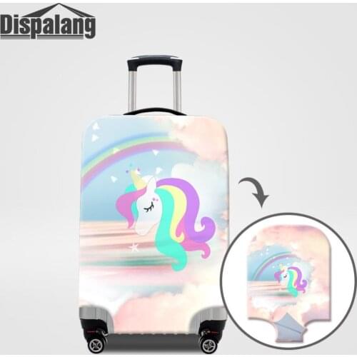 Dispalang Cartoon Travel Accessories Unicorn Rainbow Pattern Thick Elastic Luggage Suitcase Cover Trunk Case Covers With Zipper