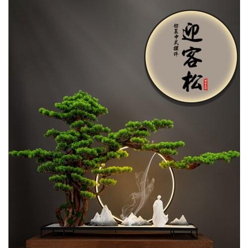 Home decor living room decor Office bonsai decoration Creative New Chinese Style Zen simulation greeting pines ornaments