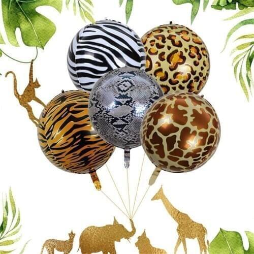 4D Animals Striped Foil Balloon Tiger Lion Jungle Safari Party Birthday Party Decoration Balloons Childrens Day Supplies