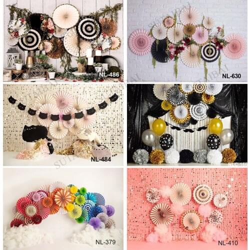 Photography Background Pink Glitter Paper Flowers Decor Little Princess Girl Birthday Newborn Cake Smash Backdrop Photo Studio