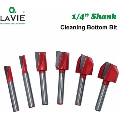 LAVIE 1/4 Shank Wood Cleaning Bottom Bit Straight Router Bit Clean Milling Cutter Woodworking Bits Power Machine MC01110