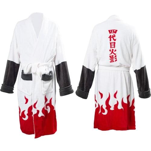 Anime Thermal Flannel Bathrobe Hokage Cosplay Costume Robe Uzumaki cloak Winter Thick Dressing Gown cosplay