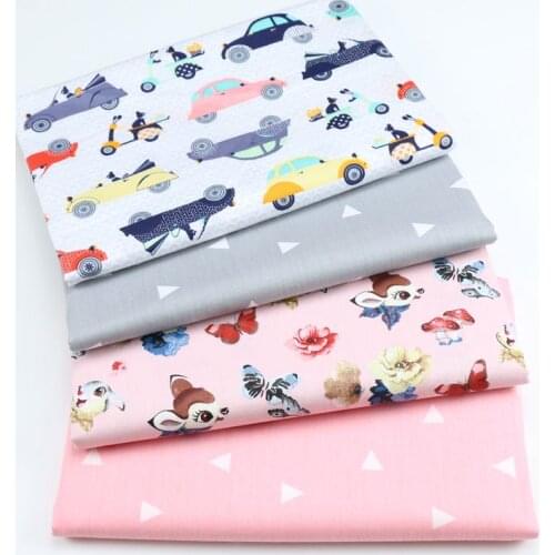 Cartoon Truck Cotton Patchwork Fabric Printed Cotton Twill Fabric Soft Cotton Fabric Material for DIY Sewing Quilting