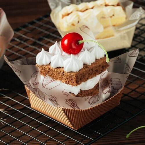 Exquisite Mousse Cake Pallet Square Shape With Warpping Paper Packing Tool For Dessert Loaf Bakery Wrapping Tools Fast Food Tray