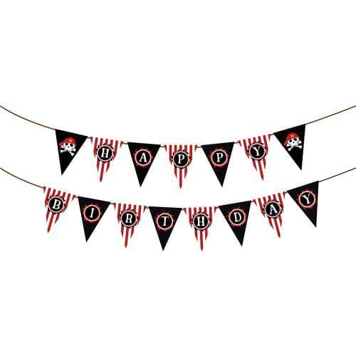 Cool Caribbean Pirate Happy Birthday Banner Baby Shower DIY Party Decoration Pirate Wall Hanging Bunting Kids Party Favors