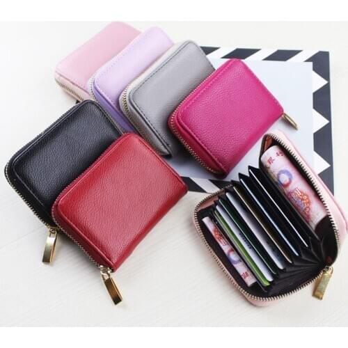 Men Business Card Holder PU Leather Credit Card Holder Women Zipper Pocket Unisex Card Case Zipper Coin Purse Mini Wallet