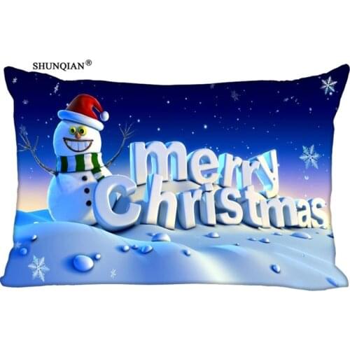 Shuanqian Custom merry christmas Pillowcase 45x35cm(One Side) Rectangle Zipper Print Throw Pillowcase Cover Home Decorative