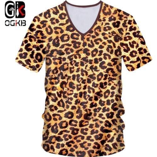 OGKB T Shirts Mans New V-neck Short Sleeve Round Dot 3D Tee Shirt Print Lepopard Streetwear 6XL Costume Unisex T-shirt