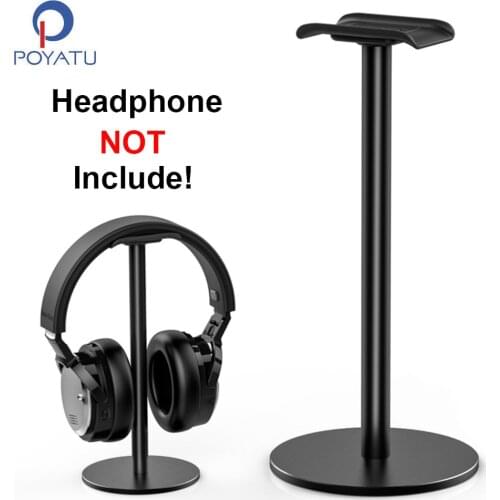 POYATU Hook Head Mounted Headphone Bracket Headset Holder Hook PC Monitor Headset Show Shelf Aluminum Bracket Support Device
