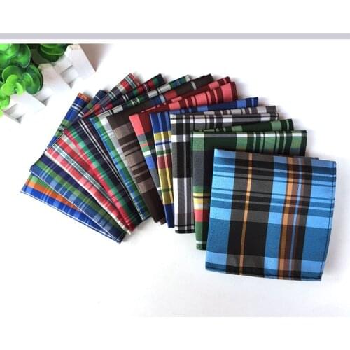 Ricnais Color Plaid Handkerchief for Men Pocket Square Business Chest Towel Hanky Gentlemen Wedding Casual Hankies