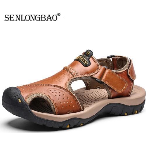 SENLONGBAO Men's Leather Sneakers