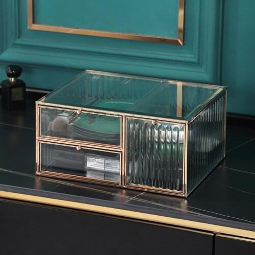 1PC Geometrical Clear Glass Jewelry Box Jewelry Organize Holder Ring Box Necklace Bracelets Earrings Jewelry Accessories