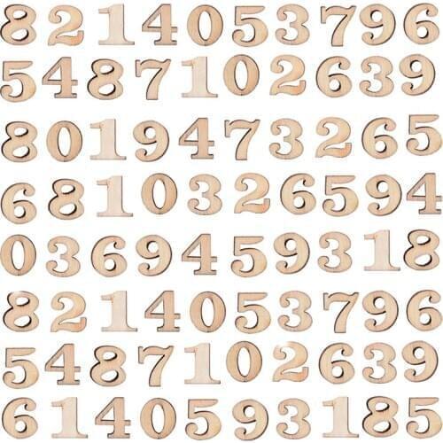 Mixed 50pcs Number Wood Craft Embellishments MDF Wooden Cutout Flatbacks Scrapbooking for Cardmaking DIY Art Decoration