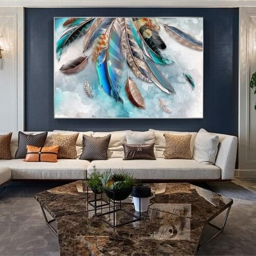 Modern Abstract Fluttering Feathers Painting On Canvas Print Nordic Poster Wall Art Picture For Living Room Home Decor Frameless