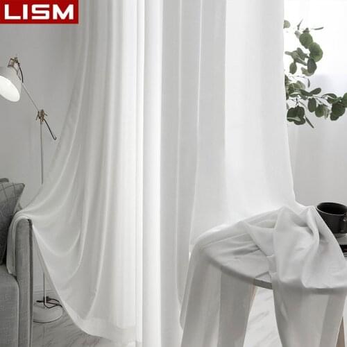 LISM Super Soft Luxurious Chiffon Solid White Sheer Curtains for Living Room Bedroom Decoration Window Voile Tulle Curtain