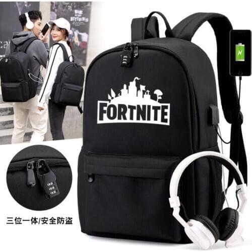 Fortnites Backpack for Teenage Boys Girls Luminous School Bag Usb Charging Anti Theft and Waterproof Canvas Backpack