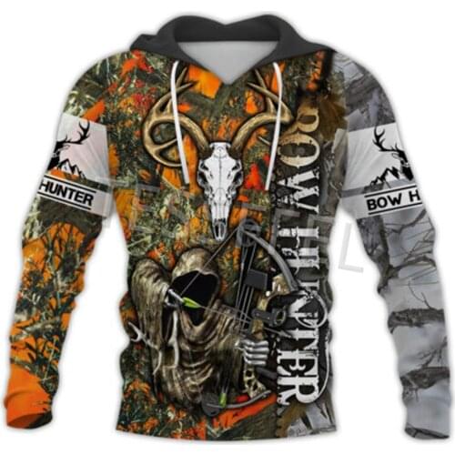Tessffel Deer Hunting 3D Printing Fashion Street Hoodie/Sweatshirt/Zipper Hoodie Mens and Womens Jackets Fall/Winter Tops H11