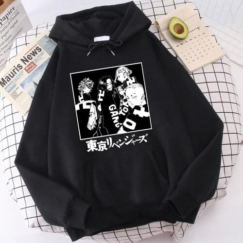 Hoody Tokyo Revengers Anime Print Mens Pullover Punk Vintage Men Rock Sweatshirt Loose High Quality Man Hoodies Long Sleeve