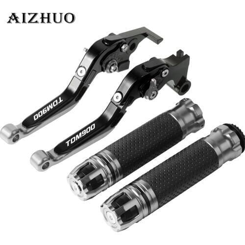 Motorcycle Brake Clutch Lever Extendable+Handle Grips Handlebar For YAMAHA TDM900 TDM 900 2004-2014 2013 2012 2011 2010 2009