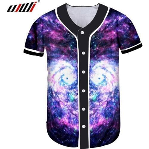 UJWI Baseball Shirt Mens Slim Fit 3D Printed Starry Universe Casual Big Size 5XL 6XL Costuming Homme Spring Wholesale