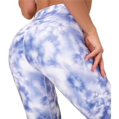 Tie dye Printed Leggings For Fitness Seamless Women Sexy Push Up Leggings Workout Pants Slim Gym Sport Female Printed Leggins