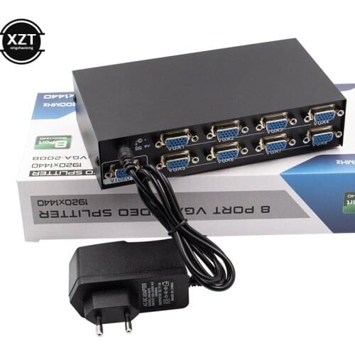 AT 1PCS NEW Eight into a VGA video frequency divider VGA splitter eight For multimedia computer demonstration video conference