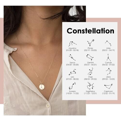 Visunion 316L Stainless Steel Necklace Custom Personality Twelve Constellations Necklace for Women Rose Gold Color Jewelry new