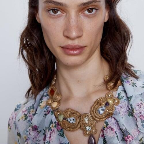 ZA Vintage Handmade Hemp Rope Acrylic Statement Necklace Women 2020 New Trendy Hyperbole Choker Necklace Luxury Jewelry Gifts