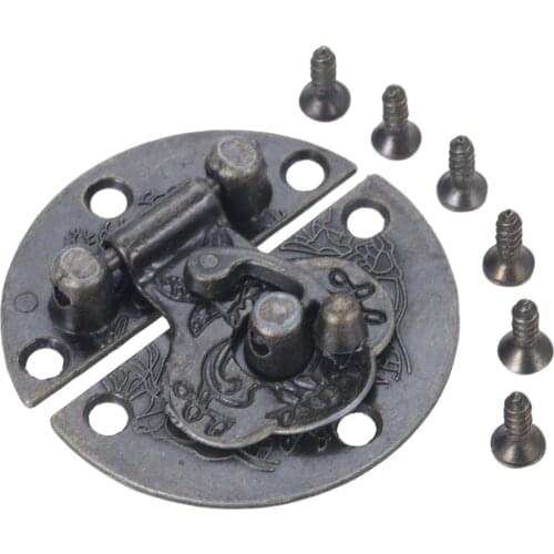 Butterfly Latch Clasp Antique Bronze Flower Carved Buckle Decor Alloy 40mm with screw Old Chinese fashion Jewelry Chest Wine Box