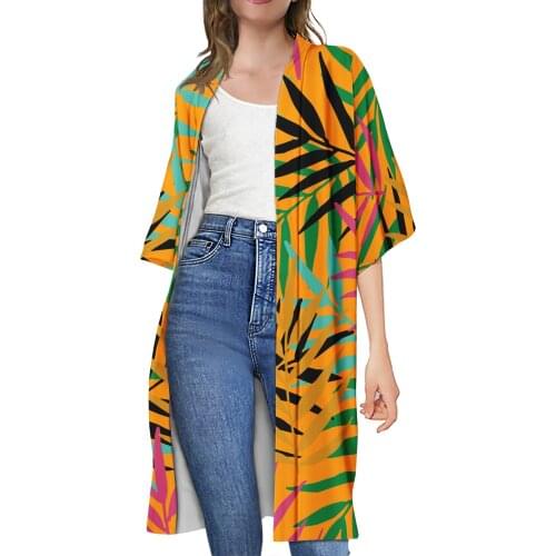 2021Ladies Kimono Cardigan Polynesian Tribal Printing Loose Kimono Casual 4XL Plus Size Women Outerwear Long Jacket Summer Coat