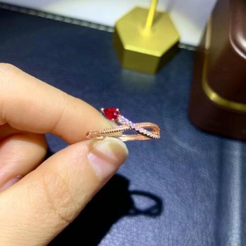 925 Pure Silver Chinese Style Natural Ruby Womens Popular Exquisite Water Drop Adjustable Gemstone Ring Fine Jewelry Support De