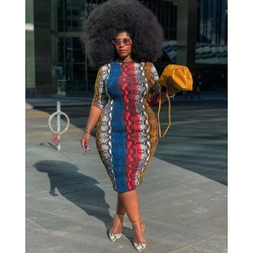 Spring Ladies Clothing Woman Long Sleeve Dress Print Sexy High Waist Office Plus Size 5XL Women Dress Wholesale Dropshipping