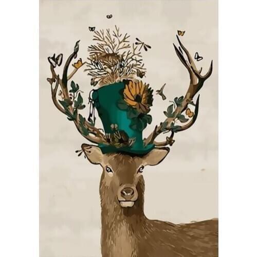 Animal Deer DIY Oil Painting Paint by Number Kit Painting for Adults Kids Arts Craft for Home Wall Decor 40x50cm